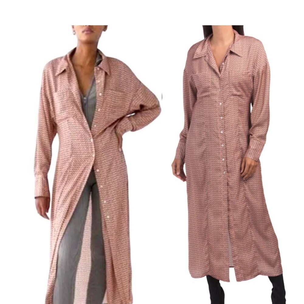 Zara floral maxi shirt/dress Long sleeve Button-Up Dress size XS